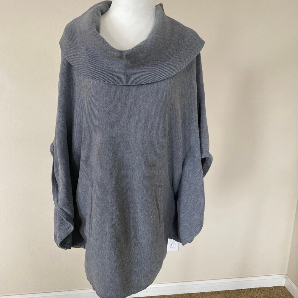 Gray cowl neck sweater with butterfly sleeves